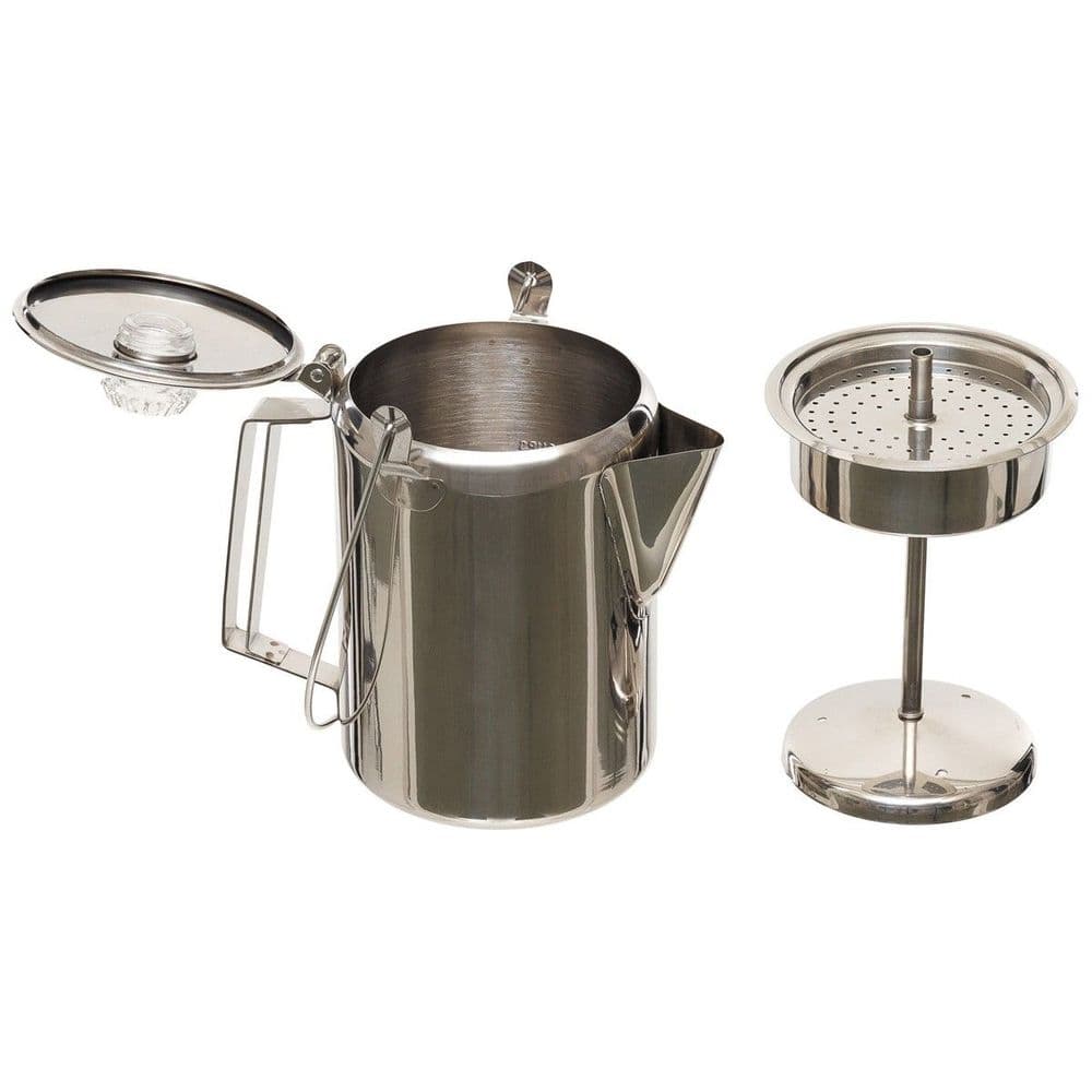 Fox Outdoors Coffee Pot with Percolator Stainless Steel Camping Army Style
