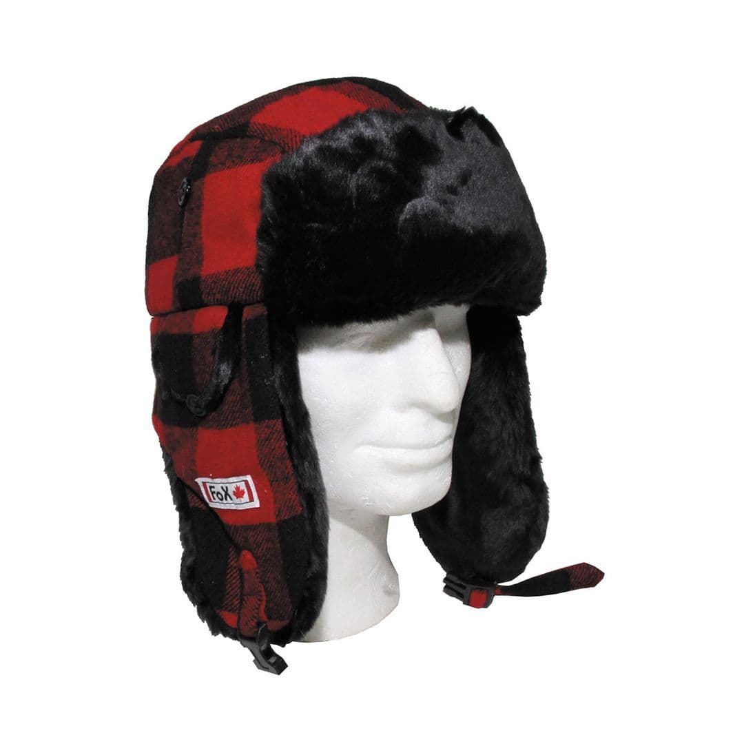 Fox Outdoors Lumberjack Chequered Fur Hat RedBlack