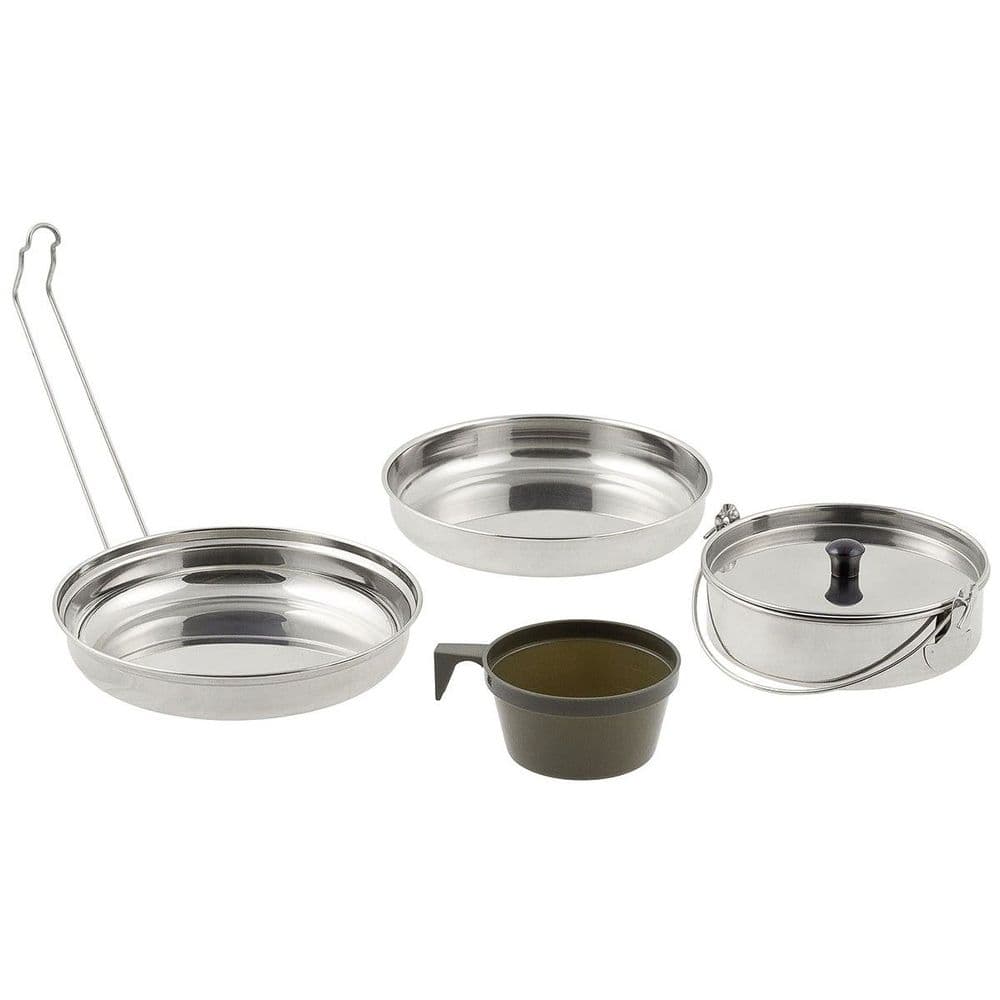 Fox Outdoors Mess Kit Stainless Steel 5 Part Cook Set Camping Hiking Bug Out