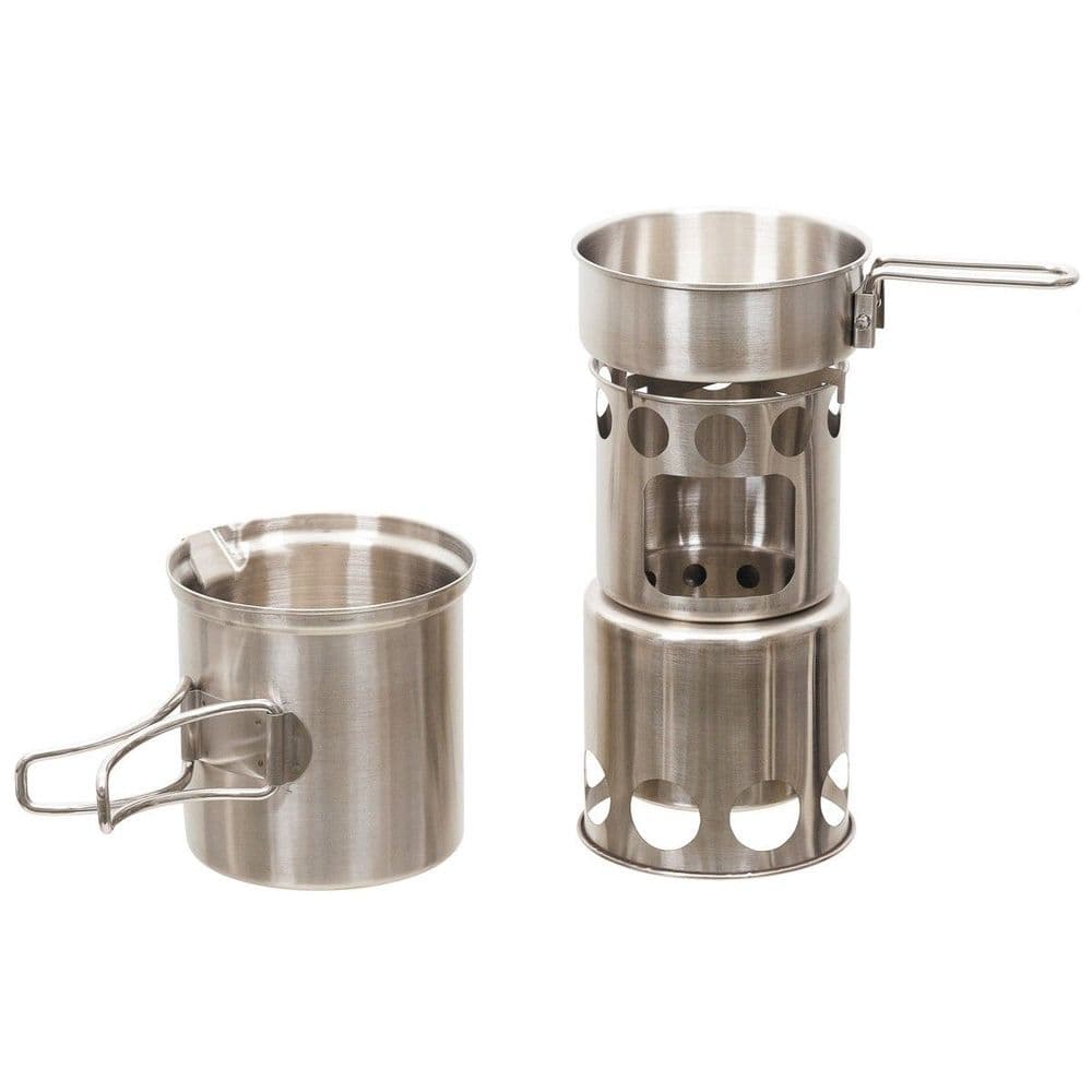 Fox Outdoors Travel Camping Cook Set Stove Stainless Steel Hiking Bushcraft
