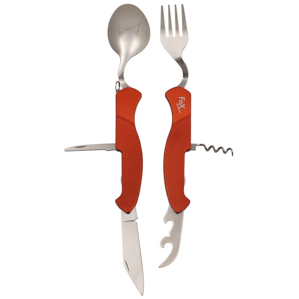 Fox Pocket Knife Cutlery Set 6 in 1 Knife Fork Spoon Red EDC Adventure