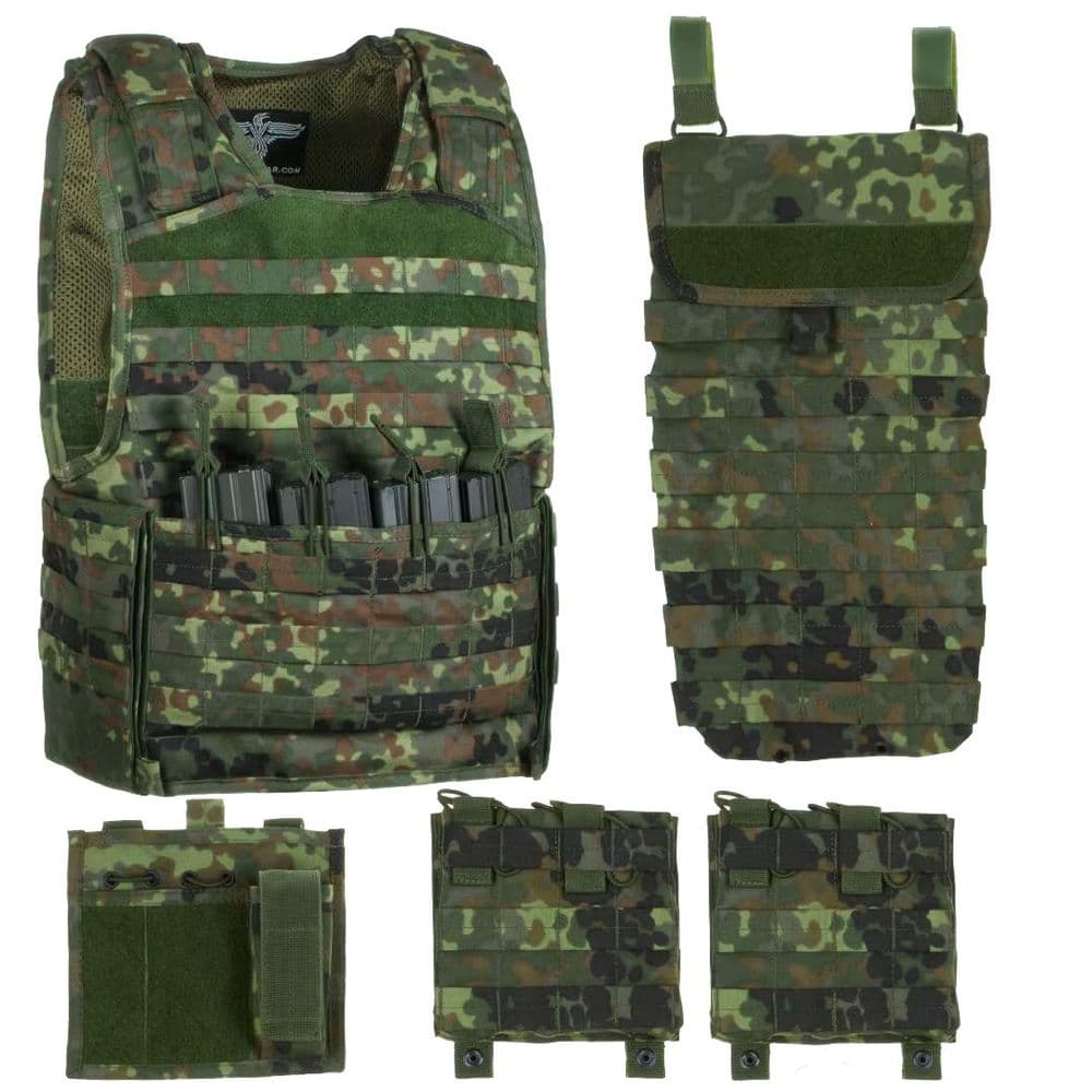 Invader Airsoft Mod Carrier Combo Molle Vest SAPI Flecktarn Camo