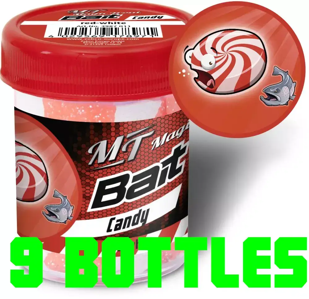 Magic Trout Fishing Bait Paste Candy Power Red White 50g BULK BUY x 9 Pots