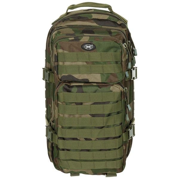 Mfh Backpack Military Style Molle Day Pack Rucksack Woodland Camo 30333T