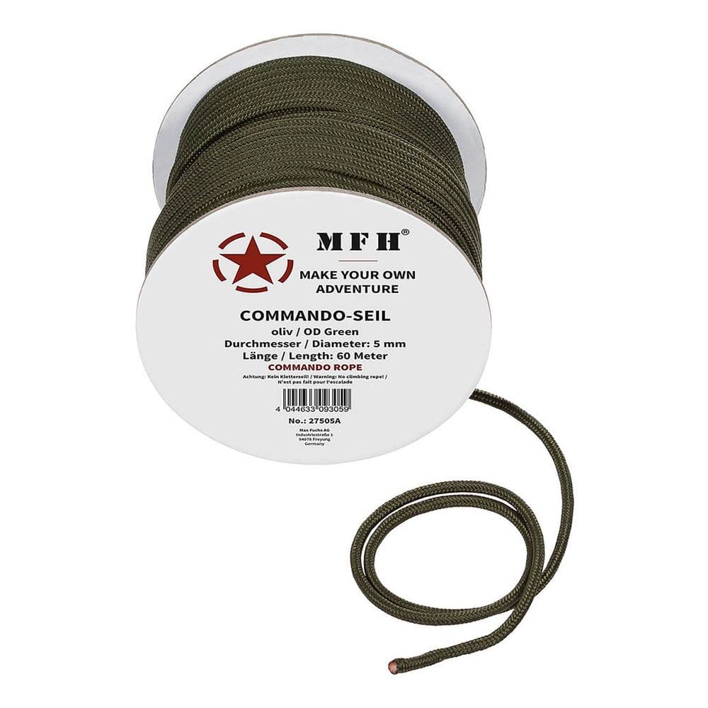 MFH Commando Rope 5mm Dia 60m L OD Green