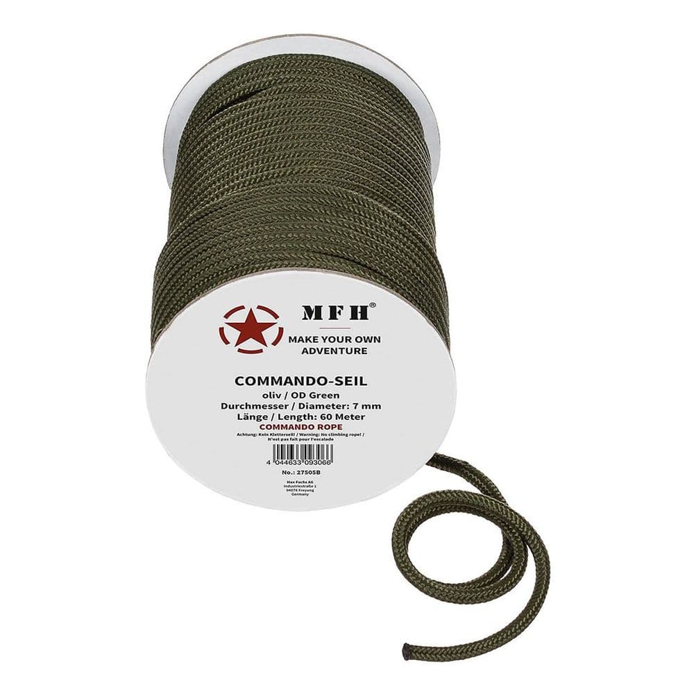 MFH Commando Rope 7mm Dia 60m L OD Green