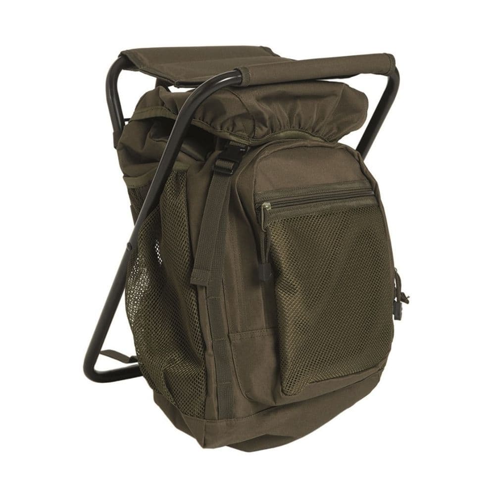 Mil-Tec 20Ltr Backpack with Stool OD Olive Green Rucksack Tackle Bag
