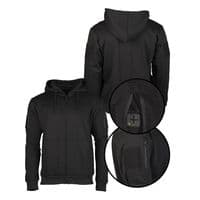 Mil-Tec Fleece Hoodie With Full Zipper Black Hook & Loop Patch Panel