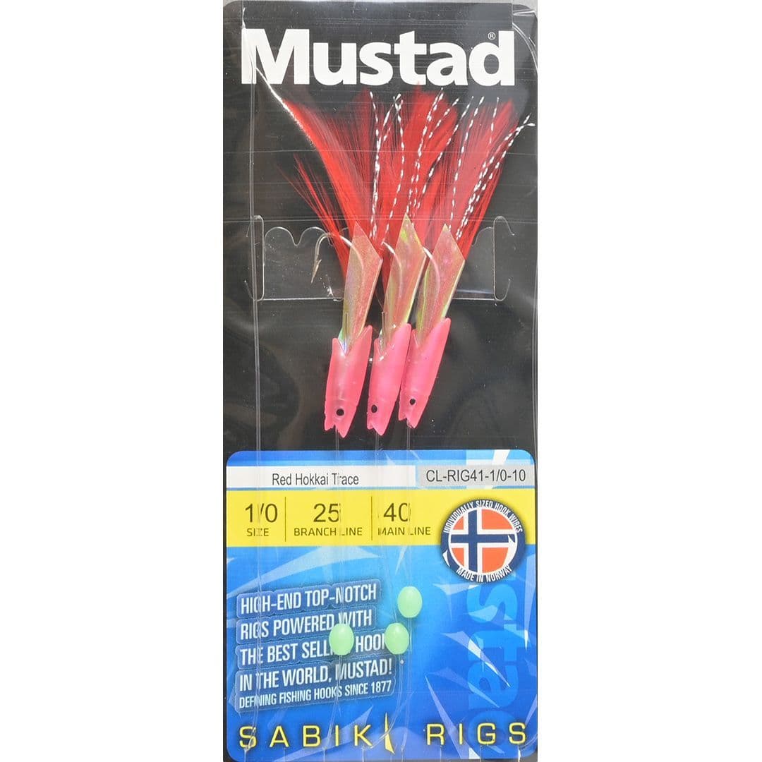 Mustad Tackle Sea Fishing Sabiki Red Hokkai Rig Sz 1/0 40lb