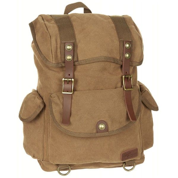 Pure Trash Stylish Canvas Vintage Bag Backpack 35L Tan Brown