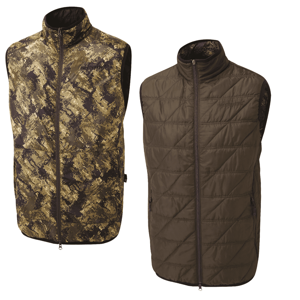 ShooterKing Mens Reversible Body Warmer Brown Olive Forest Mist Camo