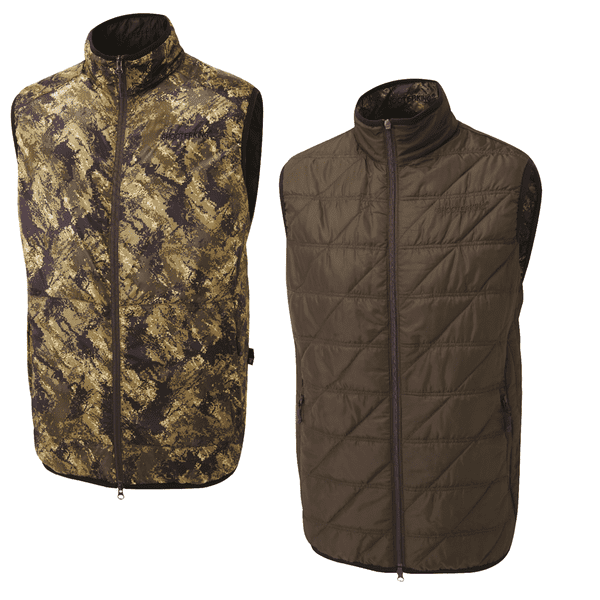 ShooterKing Mens Reversible Body Warmer Brown Olive Forest Mist Camo