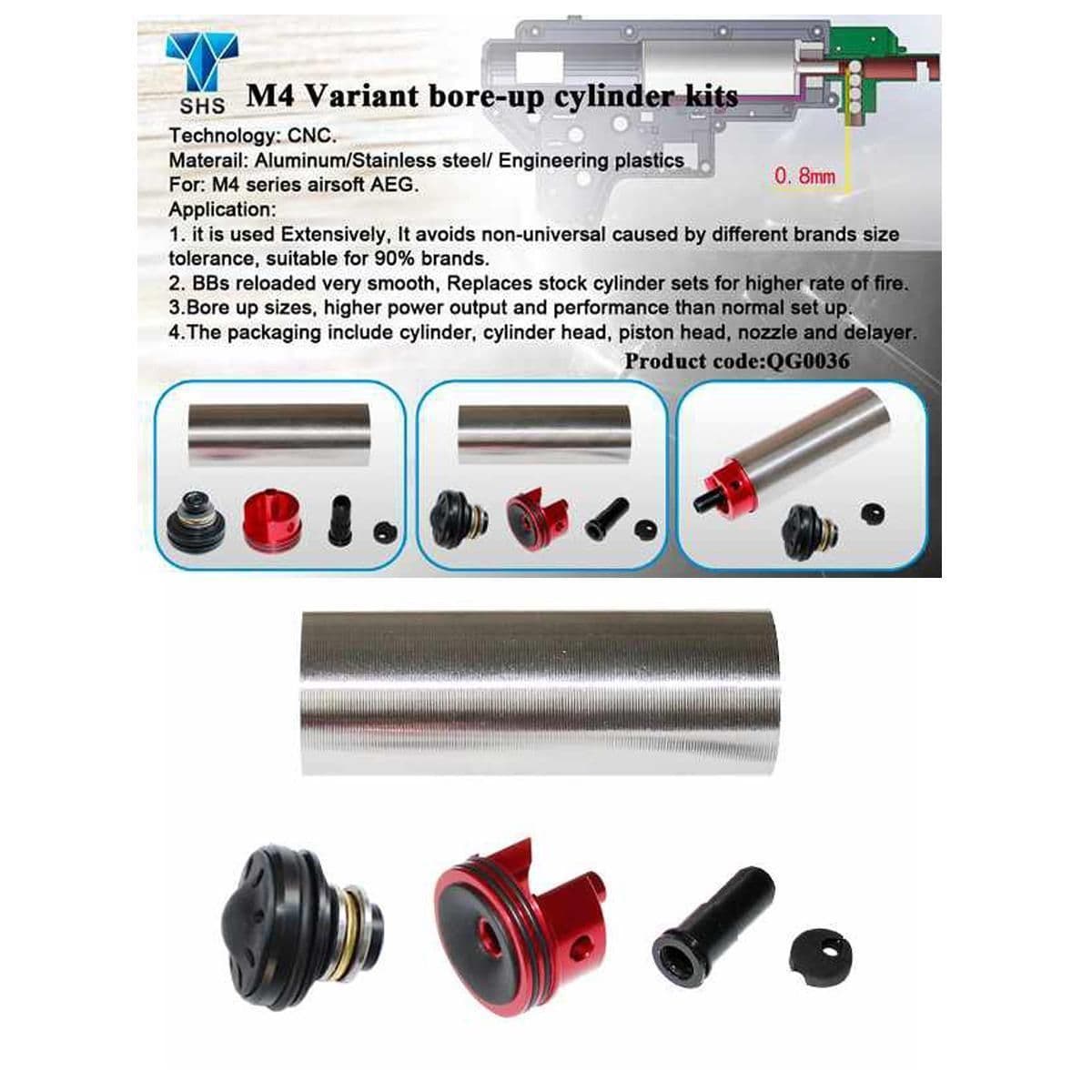 SHS Airsoft M4 Bore Up Cylinder Kit