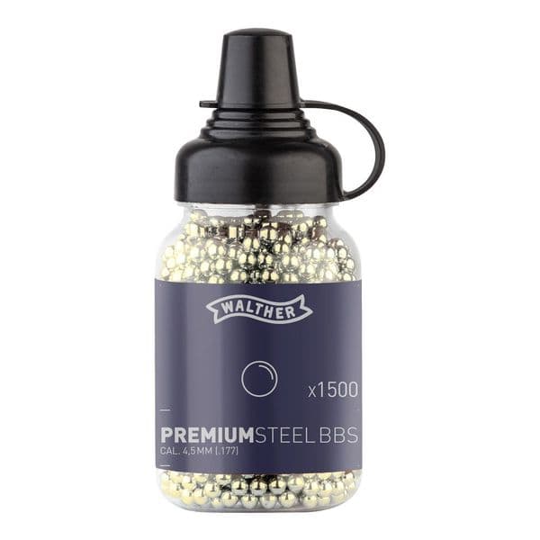 Walther Premium Steel BBs 4.5 mm .177 0.36g Gold 1500 Bottle Airgun