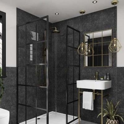 Black Mineral Multipanel - Bathroom and Shower Large Tile