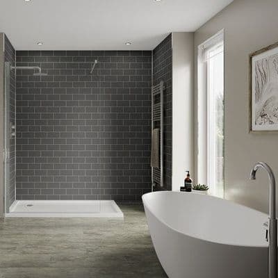 Dust Grey Metro Tile Bathroom and Shower Panel
