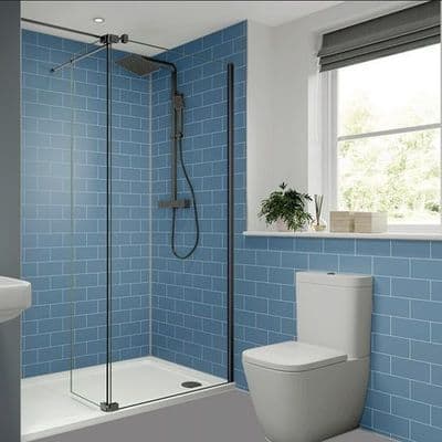 Misty Blue Metro Tile Bathroom and Shower Panel
