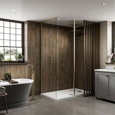 Salvaged Plank Elm Multipanel - Bathroom and Shower
