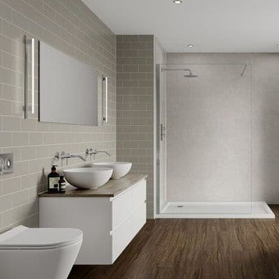 Taupe Grey Metro Tile Bathroom and Shower Panel