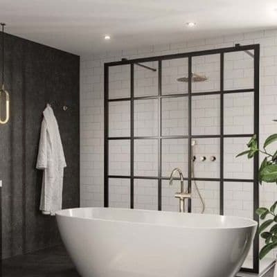White Grey Metro Tile Bathroom and Shower Panel