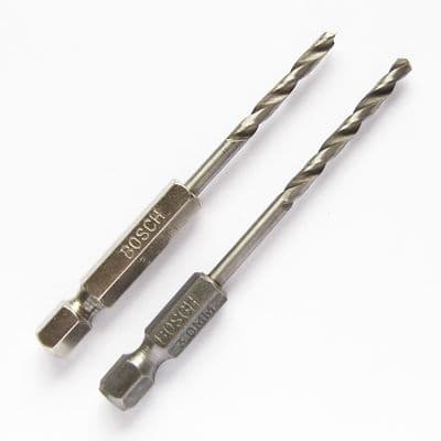 Bosch 2 Piece 3mm Pilot Bit Set with 1/4 inch HEX Shank for Wood and Metal HSS