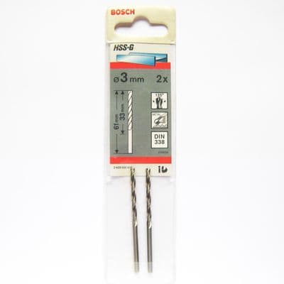 Bosch 3mm Drill Bit x 2 HSS-G for Metal 2608596438