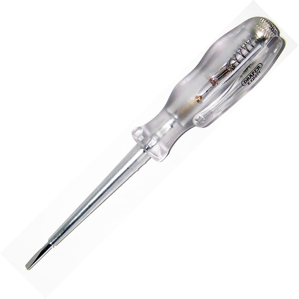 Draper Expert Mains Voltage Tester Screwdriver Neon Slotted 3mm 150 Draper Expert Mains Voltage Tester Screwdriver Neon Slotted 3mm 150