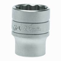 Teng Tools 24mm Socket 1/2 inch Drive 12 Point Metric M120524-C