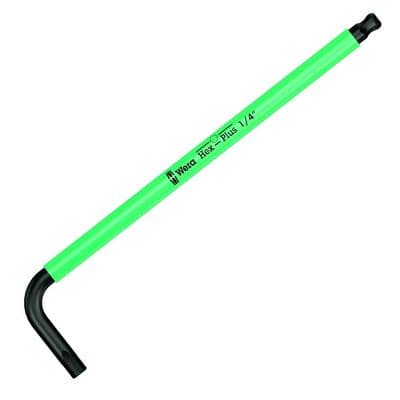 Wera 1/4 inch AF Imperial Hex-Plus Allen Key BlackLaser L-Key Colour Coded Ball End