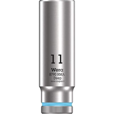 Wera 11mm Deep Socket 1/4 inch Drive Zyklop 8790 HMA 6 Point Metric