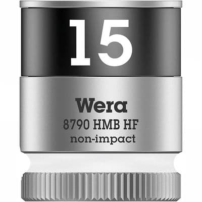 Wera 15mm Socket 3/8 inch Drive Zyklop 8790 HMB HF 6 Point Metric with Holding Function