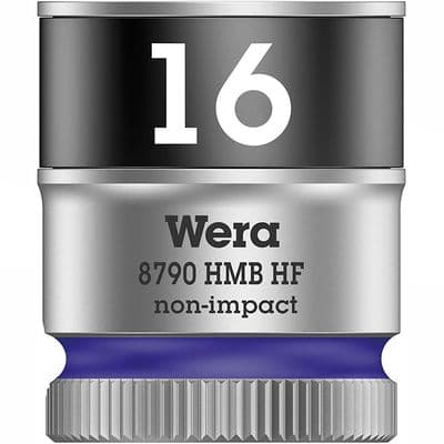 Wera 16mm Socket 3/8 inch Drive Zyklop 8790 HMB HF 6 Point Metric with Holding Function