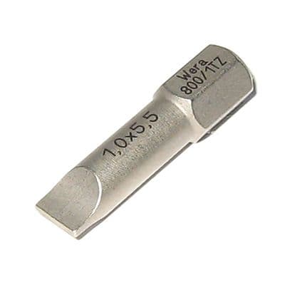Wera 5.5mm 25mm Slotted Flat Screwdriver Bit 1.0 x 5.5 800/1 Z Kraftform Kompakt