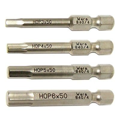 Wera  50mm Hex-Plus Screwdriver Bit Set 3mm 4mm 5mm 6mm 840/4 Z Kraftform Kompakt