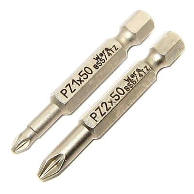 Wera  50mm Pozidriv Screwdriver Bit Set PZ1 PZ2 855/4 TZ Kraftform Kompakt