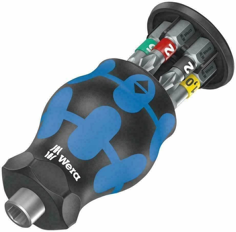 Wera 811 Stubby Screwdriver Handle 1/4" HEX Bit Holder & 6 Pop Up Bits