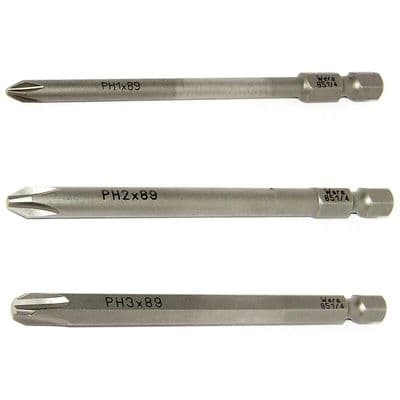 Wera  89mm Phillips Screwdriver Bit Set PH1 PH2 PH3 KK 851/4 Z Kraftform Kompakt