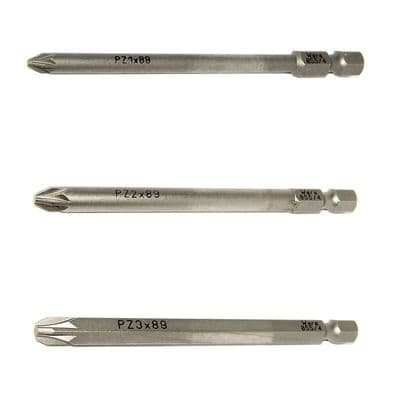 Wera  89mm Pozidriv Screwdriver Bit Set PZ1 PZ2 PZ3 855/4 Z Kraftform Kompakt