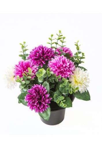 Artificial Pot Mum Christmas Grave/Crem Pot