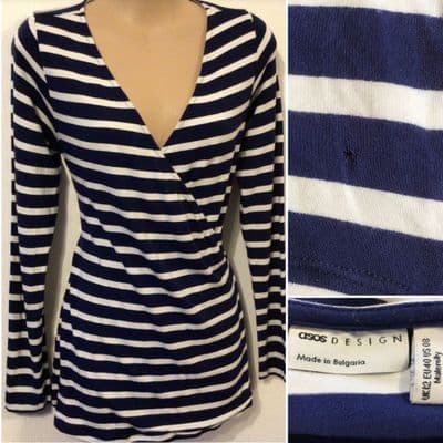 ⭐️ASOS NAVY STRIPE WRAP MATERNITY & NURSING TOP SIZE 12