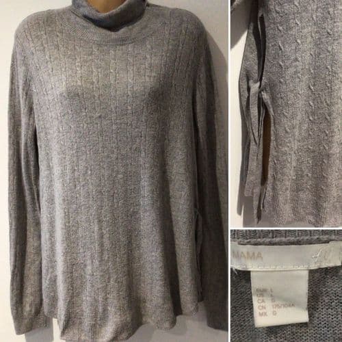⭐️H&M MAMA GREY CABLE KNIT SIDE TIE NURSING JUMPER SIZE M 12/14
