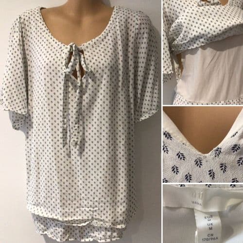 ⭐️H&M MAMA WHITE PRINT LAYER NURSING BLOUSE TOP SIZE M/12