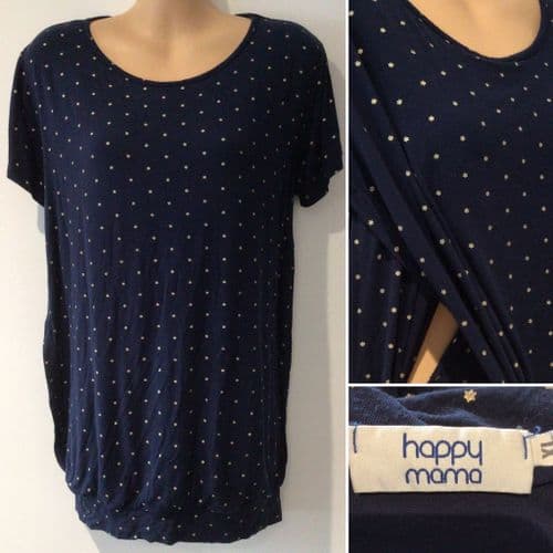 ⭐️HAPPY MAMA NAVY GOLD STAR NURSING T-SHIRT SIZE 12/14