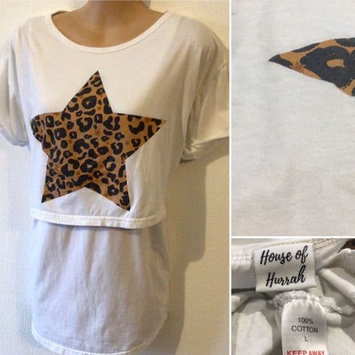 ⭐️HOUSE OF HURRAH WHITE STAR NURSING T-SHIRT SIZE L 16/18