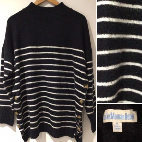 ⭐️JOJO MAMAN BEBE BLACK STRIPE MATERNITY & NURSING JUMPER SIZE M 12/14