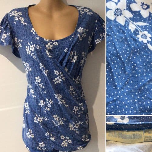 ⭐️JOJO MAMAN BEBE BLUE FLORAL NURSING TOP SIZE M 12/14