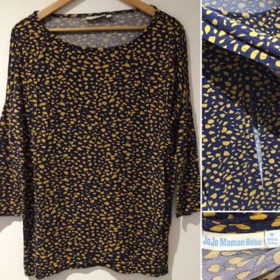 ⭐️JOJO MAMAN BEBE NAVY/MUSTARD 3/4 SLEEVE NURSING TOP SIZE M 12/14