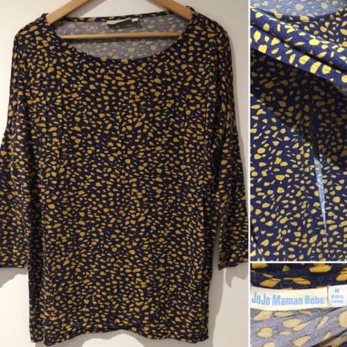 ⭐️JOJO MAMAN BEBE NAVY/MUSTARD 3/4 SLEEVE NURSING TOP SIZE M 12/14