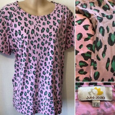 ⭐️JUNO JACKS PINK LEOPARD NURSING T-SHIRT SIZE 14