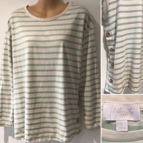 ⭐️NEXT MATERNITY CREAM/GREEN LONG SLEEVED TOP SIZE L 14/16